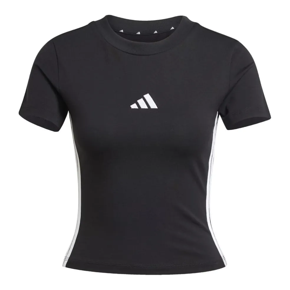 adidas Cropped Slim Fit Crew Neck T-Shirt in Black