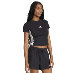 adidas Cropped Slim Fit Crew Neck T-Shirt in Black