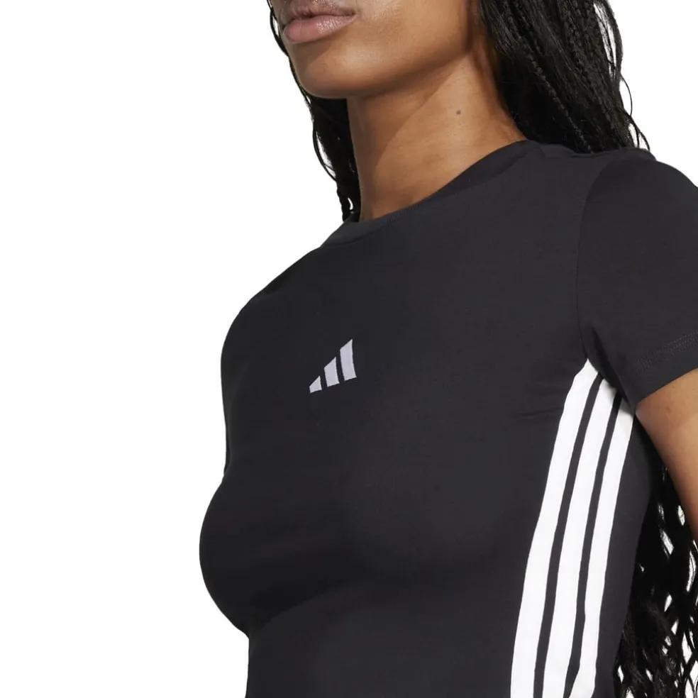 adidas Cropped Slim Fit Crew Neck T-Shirt in Black