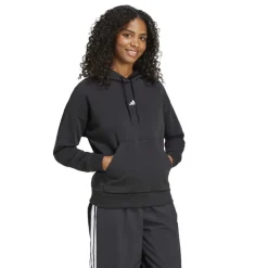 adidas Essentials 3 Stripes Fleece Hoodie in Black