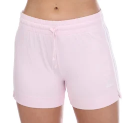 adidas Essentials Slim 3-Stripes Shorts in Pink white