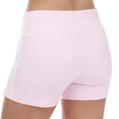 adidas Essentials Slim 3-Stripes Shorts in Pink white