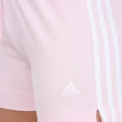 adidas Essentials Slim 3-Stripes Shorts in Pink white