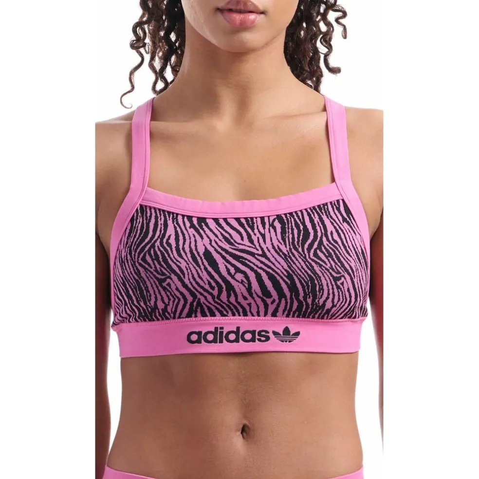 adidas Originals Adidas Bliss Pink Tiger Bralette in Pink
