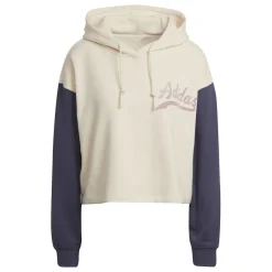adidas Originals Cropped Hooded Relaxed Fit Sweatshirt in Cream