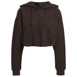 adidas Originals Womens Crop Full Zip Hoodie in Brown