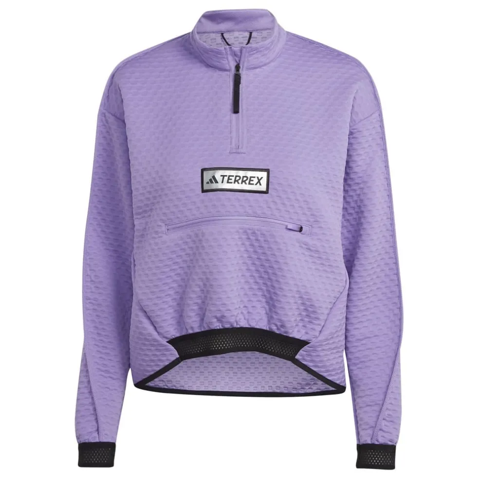 adidas Utilita Half-Zip Relaxed Fit Sweatshirt in Purple