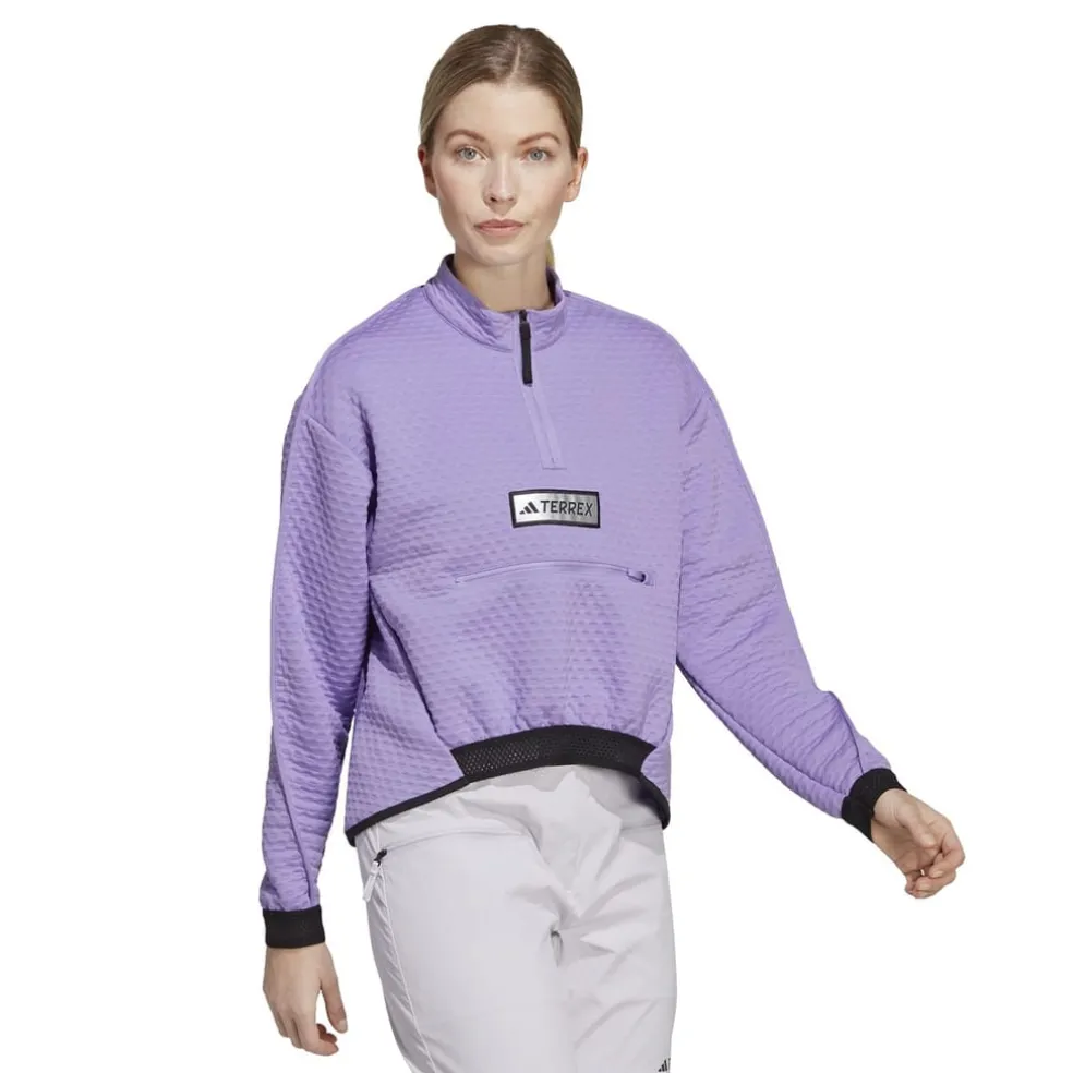 adidas Utilita Half-Zip Relaxed Fit Sweatshirt in Purple