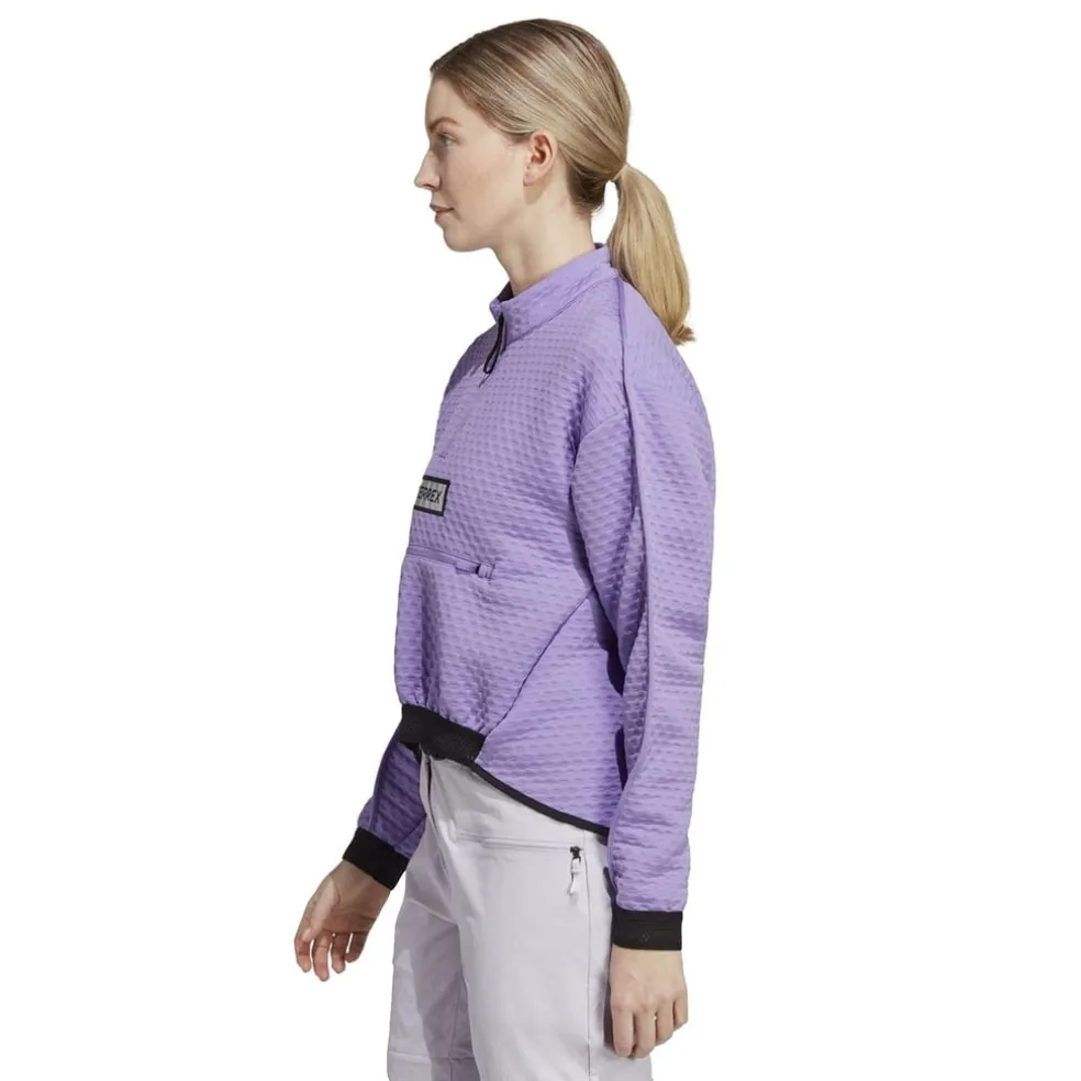 adidas Utilita Half-Zip Relaxed Fit Sweatshirt in Purple