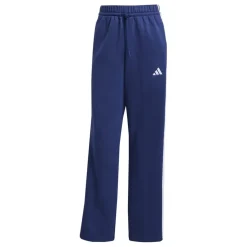 adidas Womens Essentials 3 Stripes Open Hem Fleece Joggers in Blue