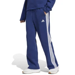 adidas Womens Essentials 3 Stripes Open Hem Fleece Joggers in Blue