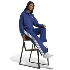 adidas Womens Essentials 3 Stripes Open Hem Fleece Joggers in Blue
