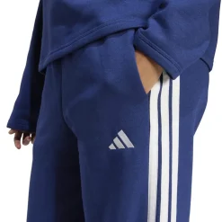 adidas Womens Essentials 3 Stripes Open Hem Fleece Joggers in Blue