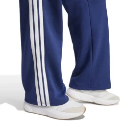 adidas Womens Essentials 3 Stripes Open Hem Fleece Joggers in Blue