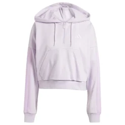 adidas Womens Essentials 3 Stripes Quarter Zip Hoodie in Purple