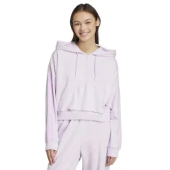adidas Womens Essentials 3 Stripes Quarter Zip Hoodie in Purple