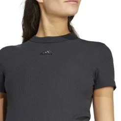 adidas Womens Ribbed Fitted Maternity T-Shirt in Black