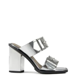 AllSaints Camille Slides Mule Sandals in Silver