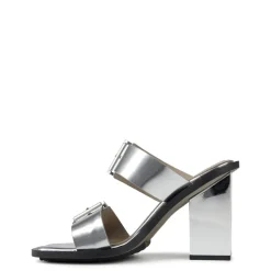 AllSaints Camille Slides Mule Sandals in Silver