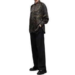 AllSaints Collared Neck Long Sleeve Relaxed Fit Shirt in Black