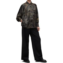 AllSaints Collared Neck Long Sleeve Relaxed Fit Shirt in Black