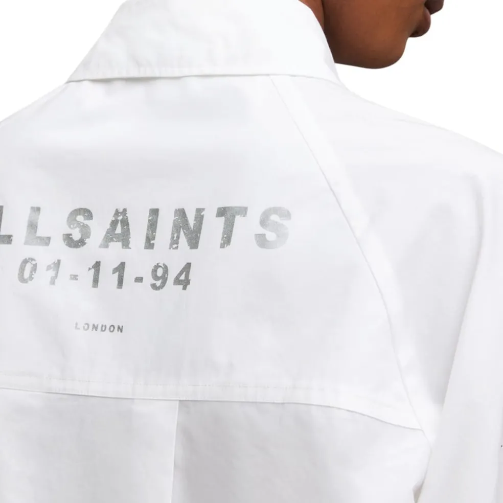 AllSaints Evie Relaxed Fit Long Sleeve Shirt in White