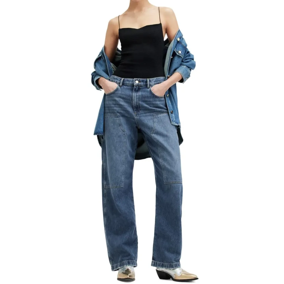 AllSaints Mia Carpenter Relaxed Jeans in Blue