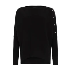 AllSaints Raven Crew Neck Long Sleeve Sweater in Black