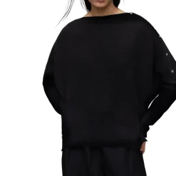 AllSaints Raven Crew Neck Long Sleeve Sweater in Black