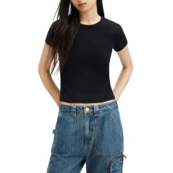 AllSaints Stevie Cropped Slim Fit T-Shirt in Black