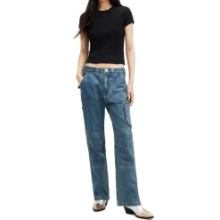 AllSaints Stevie Cropped Slim Fit T-Shirt in Black