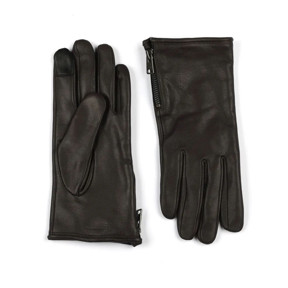 AllSaints Zip Lthr Glv in Brown