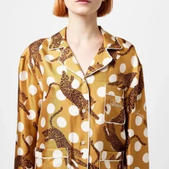 Amiri Leopard Print Long Sleeve Pyjama Shirt in Brown