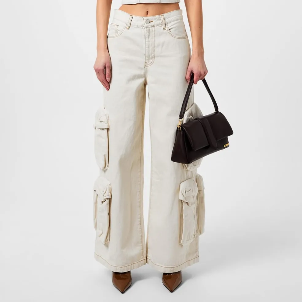 Amiri Womens High Waisted Straight Leg Jeans in White