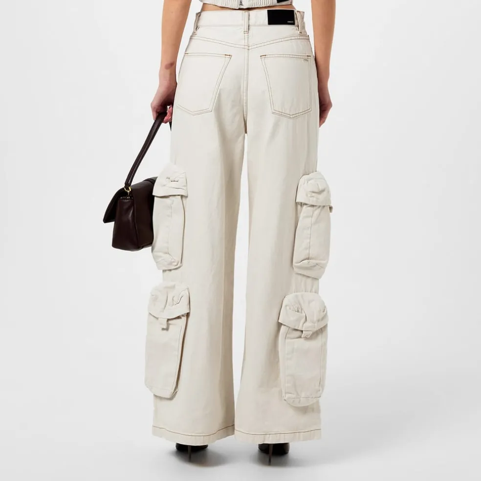Amiri Womens High Waisted Straight Leg Jeans in White