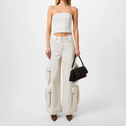 Amiri Womens High Waisted Straight Leg Jeans in White