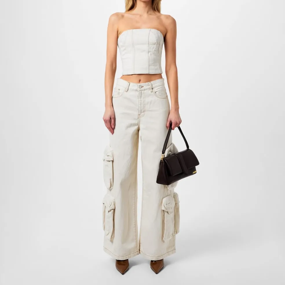 Amiri Womens High Waisted Straight Leg Jeans in White