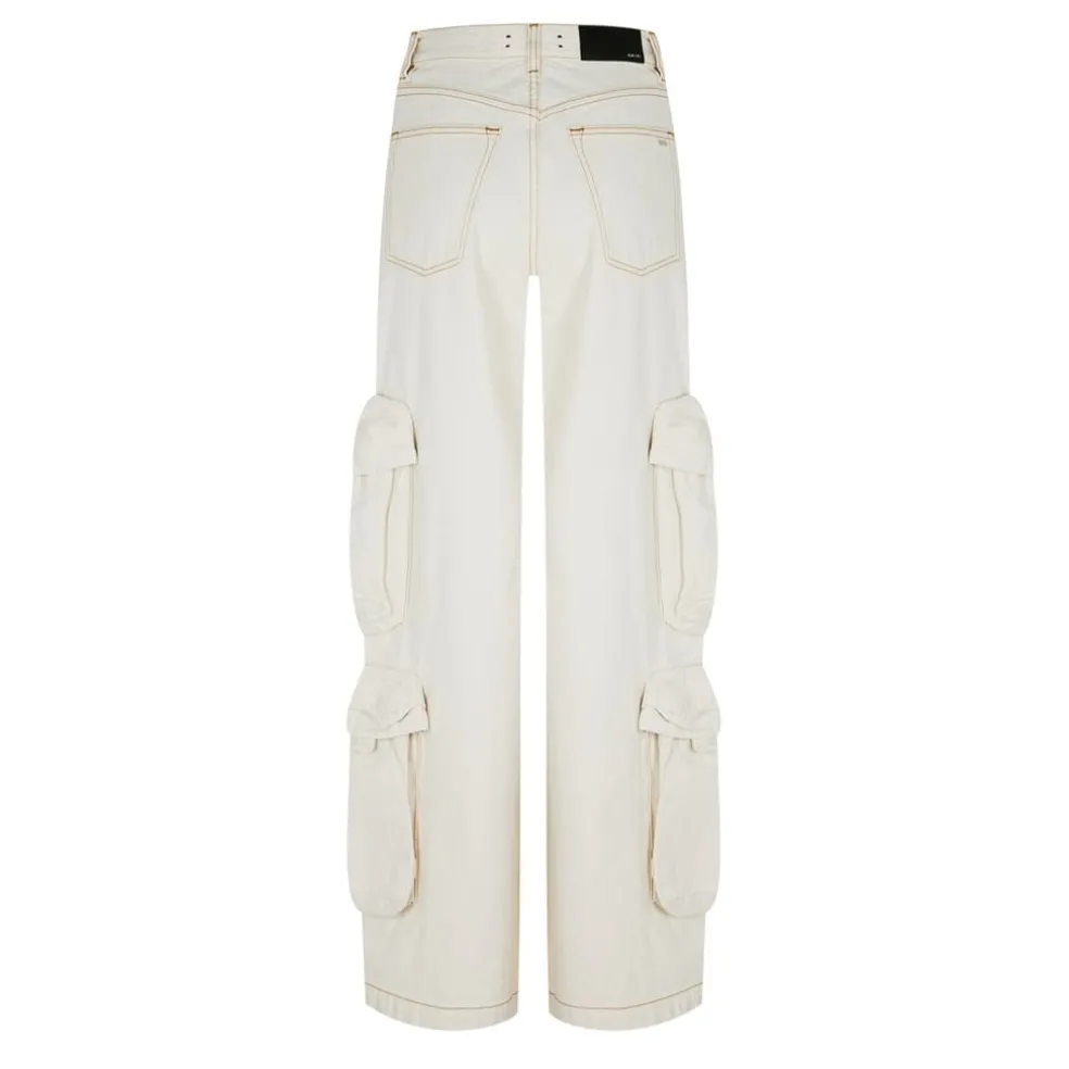 Amiri Womens High Waisted Straight Leg Jeans in White