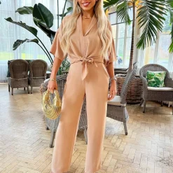 AX Paris Straight Leg Trousers in Beige