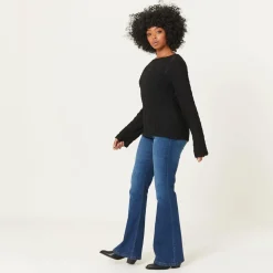 Be You Boat Neck Relaxed Fit Knit Sweater in Black