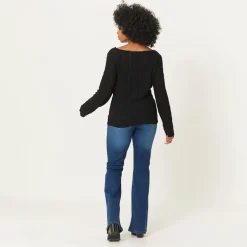 Be You Boat Neck Relaxed Fit Knit Sweater in Black