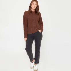 Be You Crew Neck Long Sleeve Regular Fit Sweater in Brown