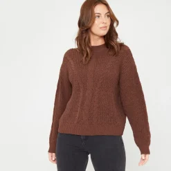 Be You Crew Neck Long Sleeve Regular Fit Sweater in Brown