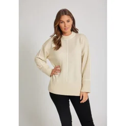 Be You Crew Neck Relaxed Fit Sweater in Neutral