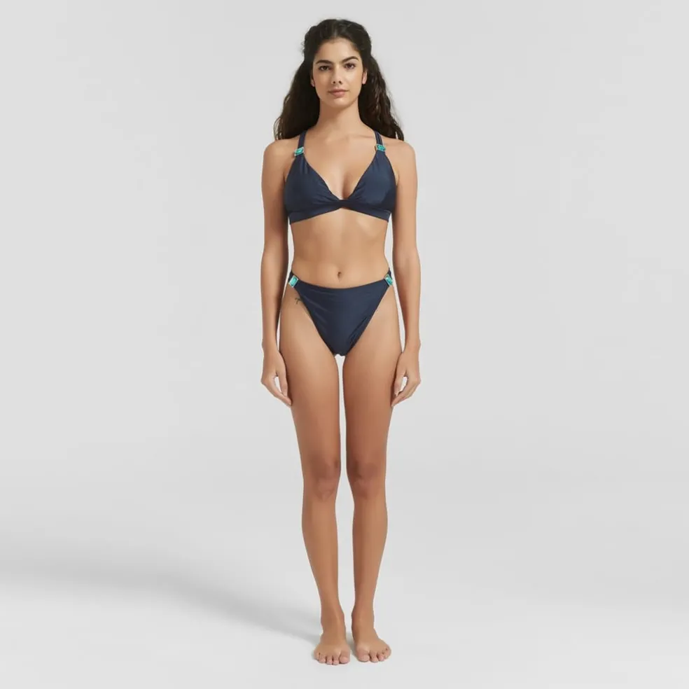 Be You Embellished Strap Bikini Bottom in Blue