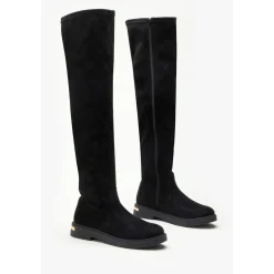 Be You Flat Faux Suede Stretch Tall Boot in Black