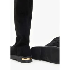 Be You Flat Faux Suede Stretch Tall Boot in Black