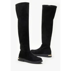 Be You Flat Faux Suede Stretch Tall Boot in Black