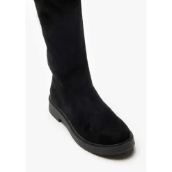 Be You Flat Faux Suede Stretch Tall Boot in Black