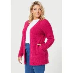 Be You Fluffy Knit Cardigan in Pink